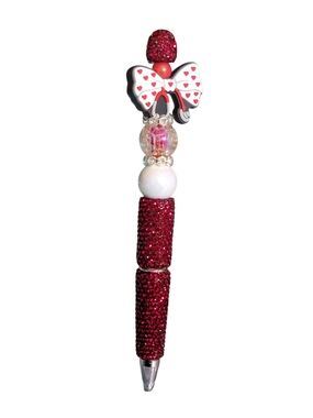Rhinestone Pink Bow Beaded Bling Pen